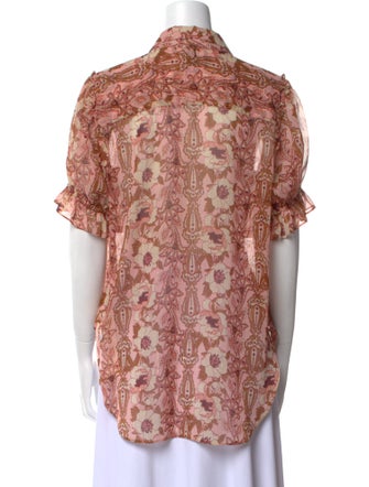 MISA Los Angeles Paisley Print V-Neck Button-Up Top