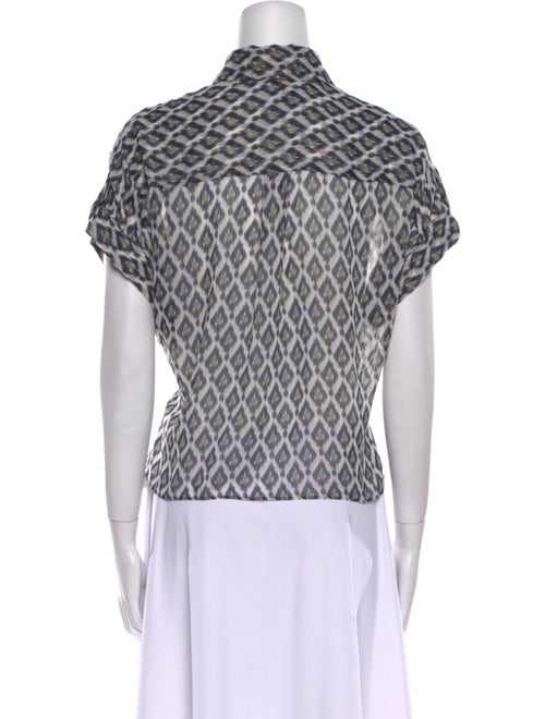 MISA Los Angeles Printed Mock Neck Button-Up Top