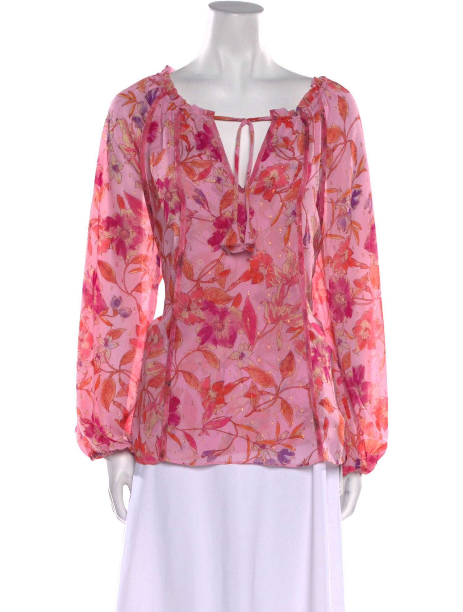 MISA Los Angeles Floral Print V-Neck Blouse