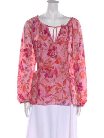 MISA Los Angeles Floral Print V-Neck Blouse