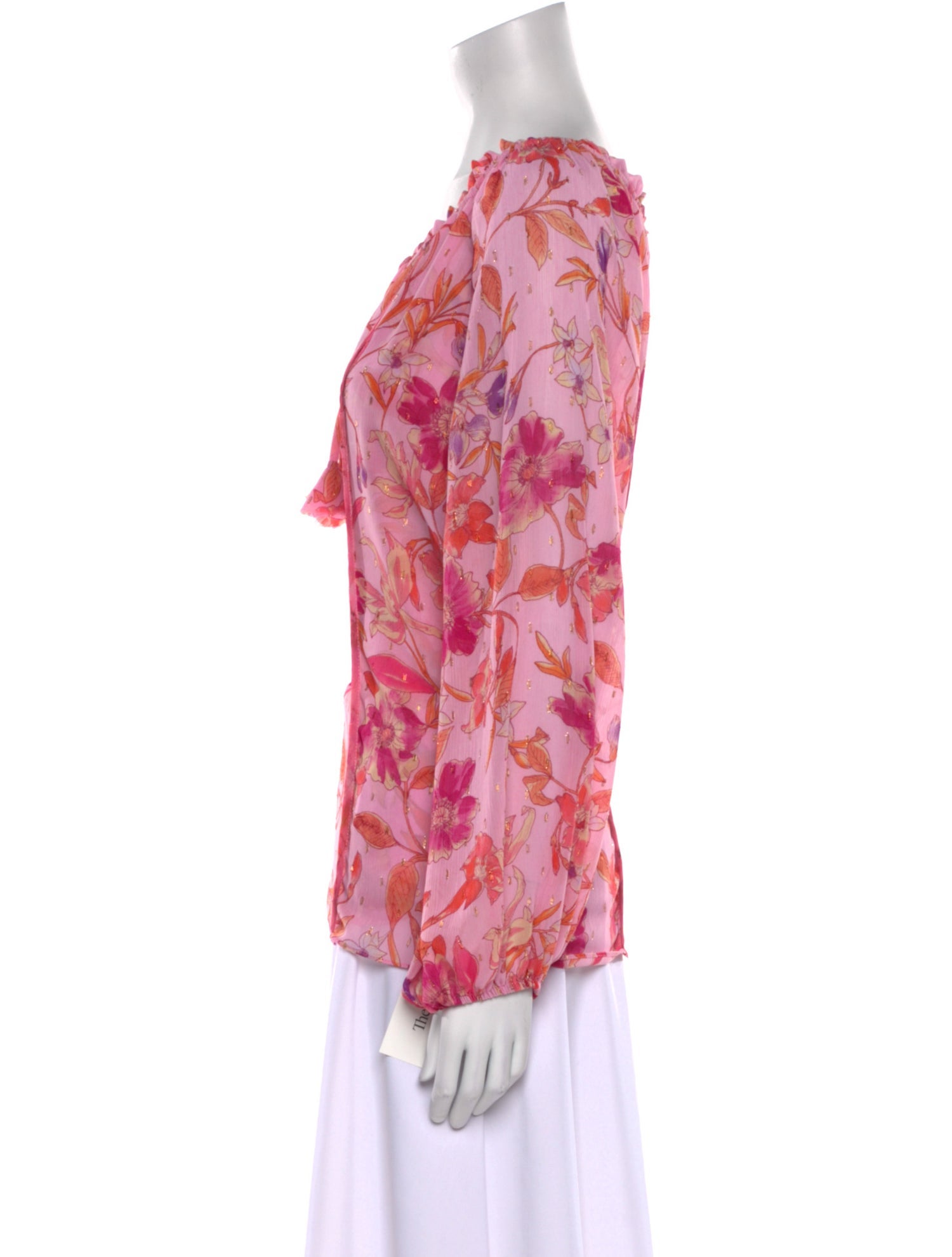 MISA Los Angeles Floral Print V-Neck Blouse