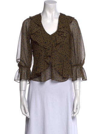 MISA Los Angeles Animal Print V-Neck Crop Top