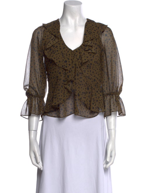 MISA Los Angeles Animal Print V-Neck Crop Top