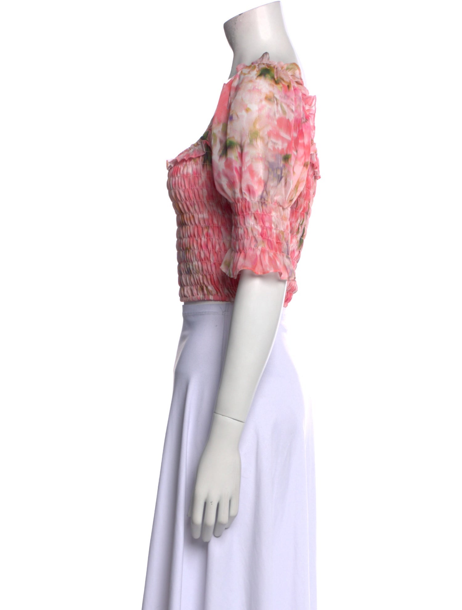 MISA Los Angeles Floral Print Square Neckline Crop Top