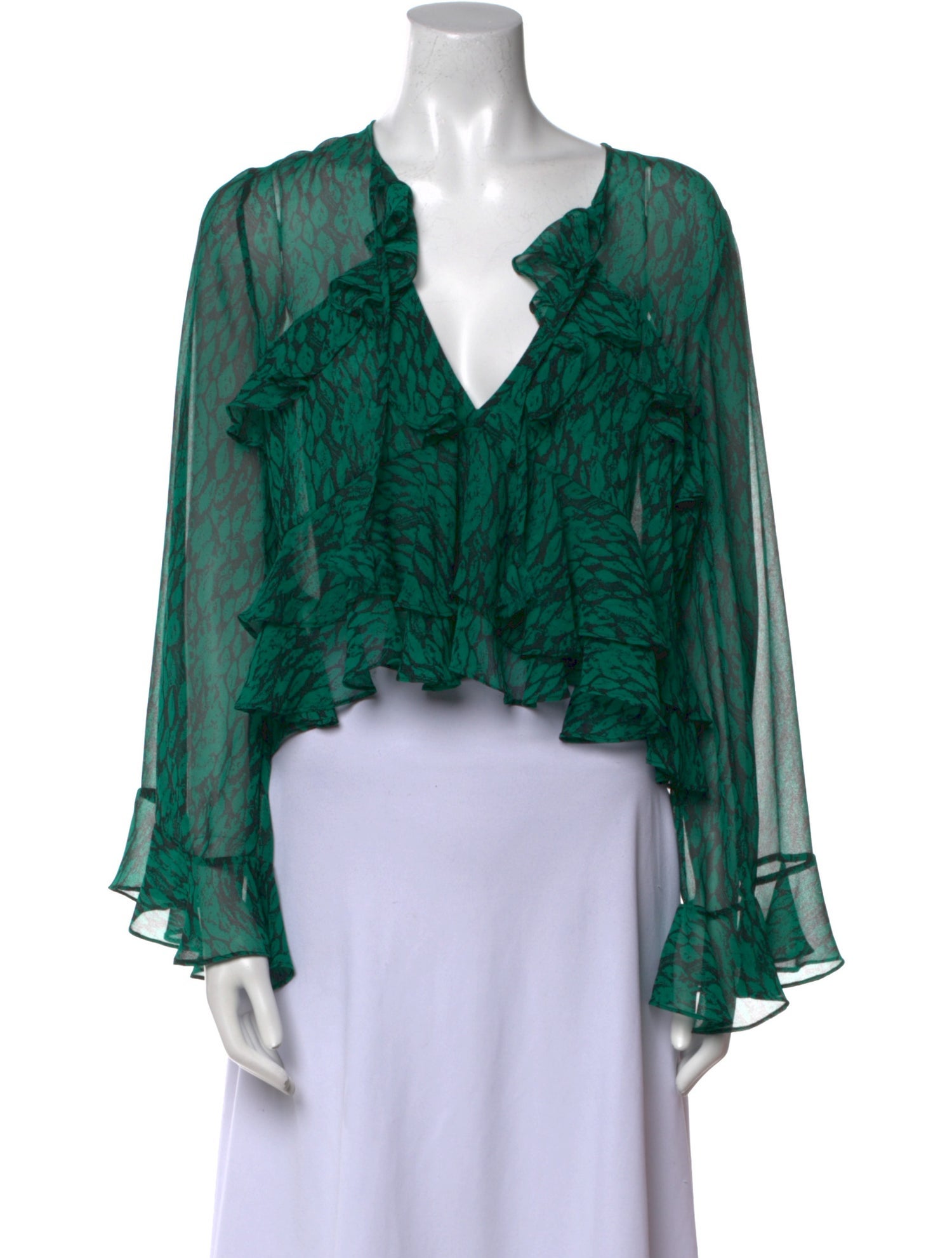 MISA Los Angeles Printed V-Neck Crop Top