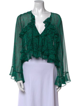 MISA Los Angeles Printed V-Neck Crop Top