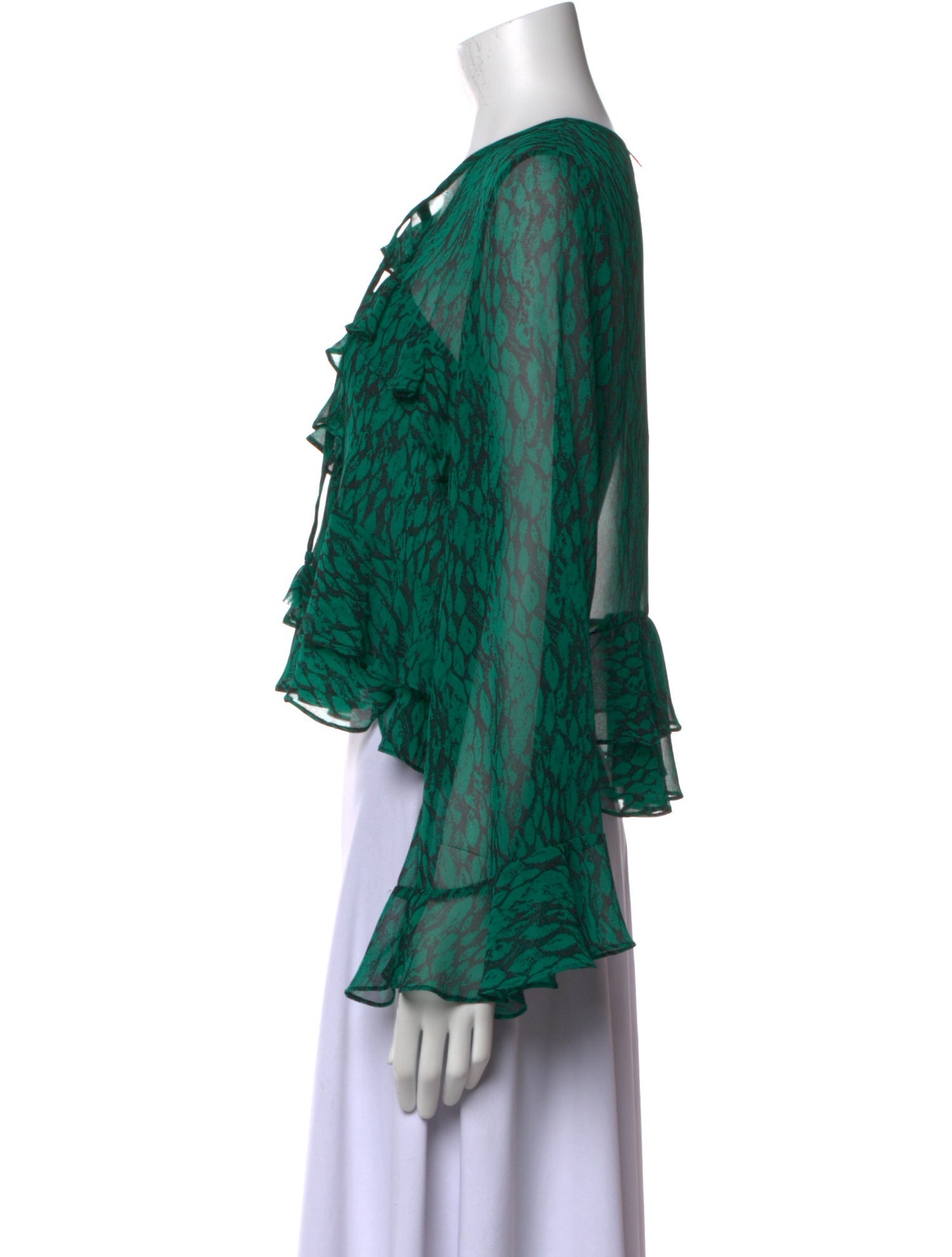 MISA Los Angeles Printed V-Neck Crop Top