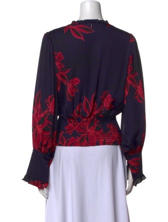 MISA Los Angeles Floral Print V-Neck Blouse