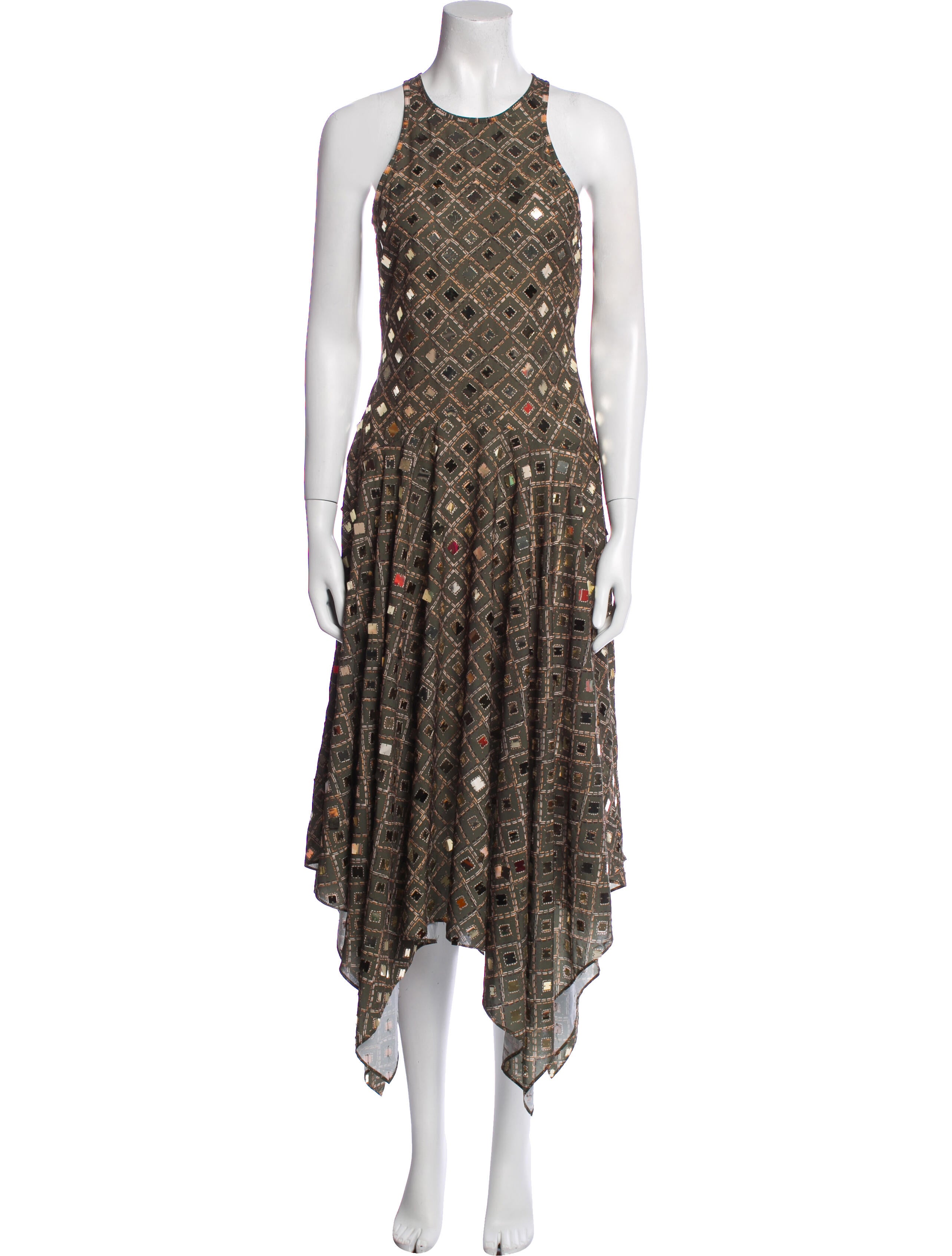 MISA Los Angeles Printed Midi Length Dress