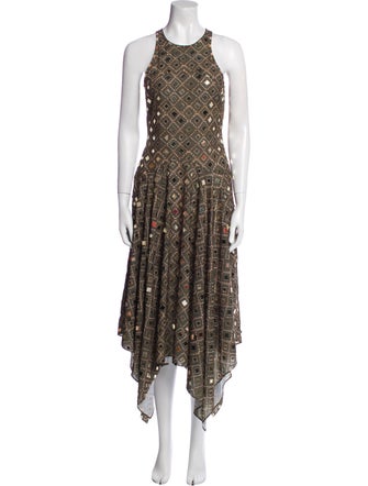 MISA Los Angeles Printed Midi Length Dress