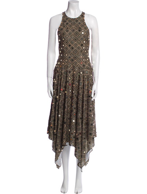 MISA Los Angeles Printed Midi Length Dress