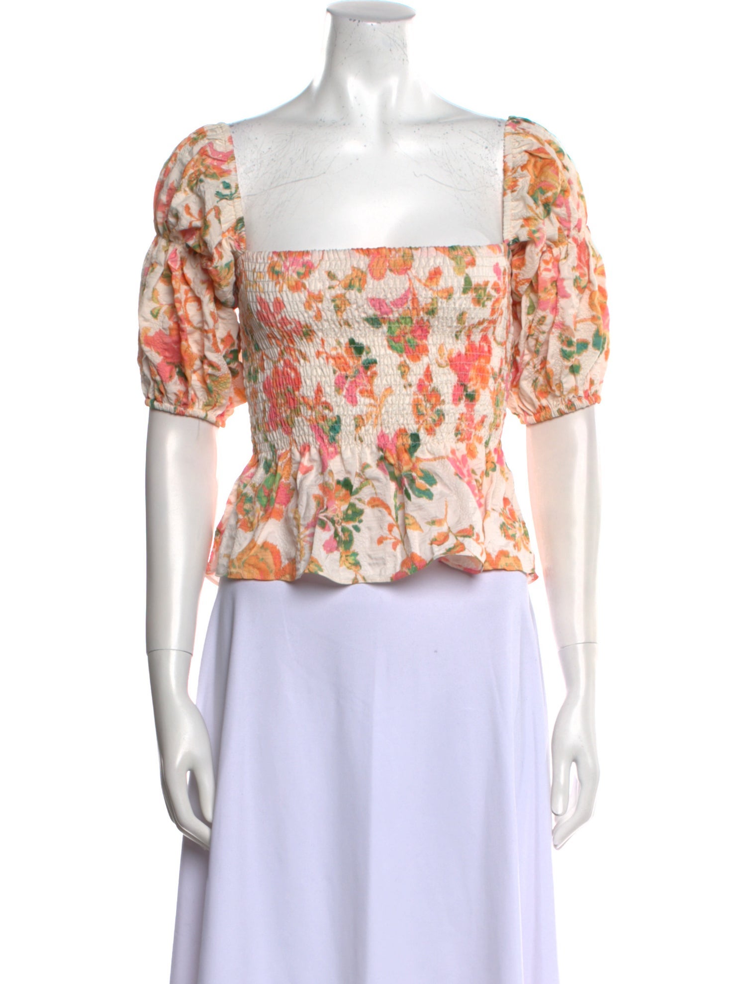 MISA Los Angeles Floral Print Square Neckline Crop Top w/ Tags