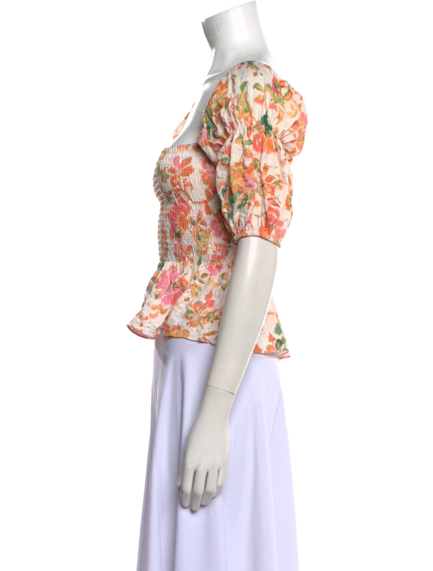 MISA Los Angeles Floral Print Square Neckline Crop Top w/ Tags