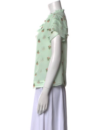 MISA Los Angeles Printed Crew Neck Button-Up Top