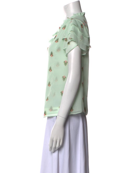 MISA Los Angeles Printed Crew Neck Button-Up Top