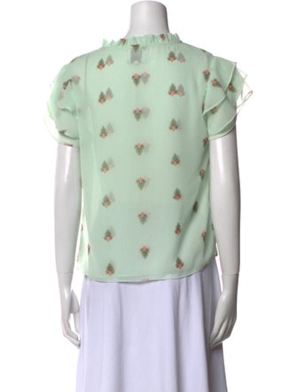 MISA Los Angeles Printed Crew Neck Button-Up Top