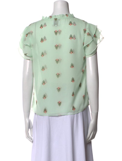 MISA Los Angeles Printed Crew Neck Button-Up Top