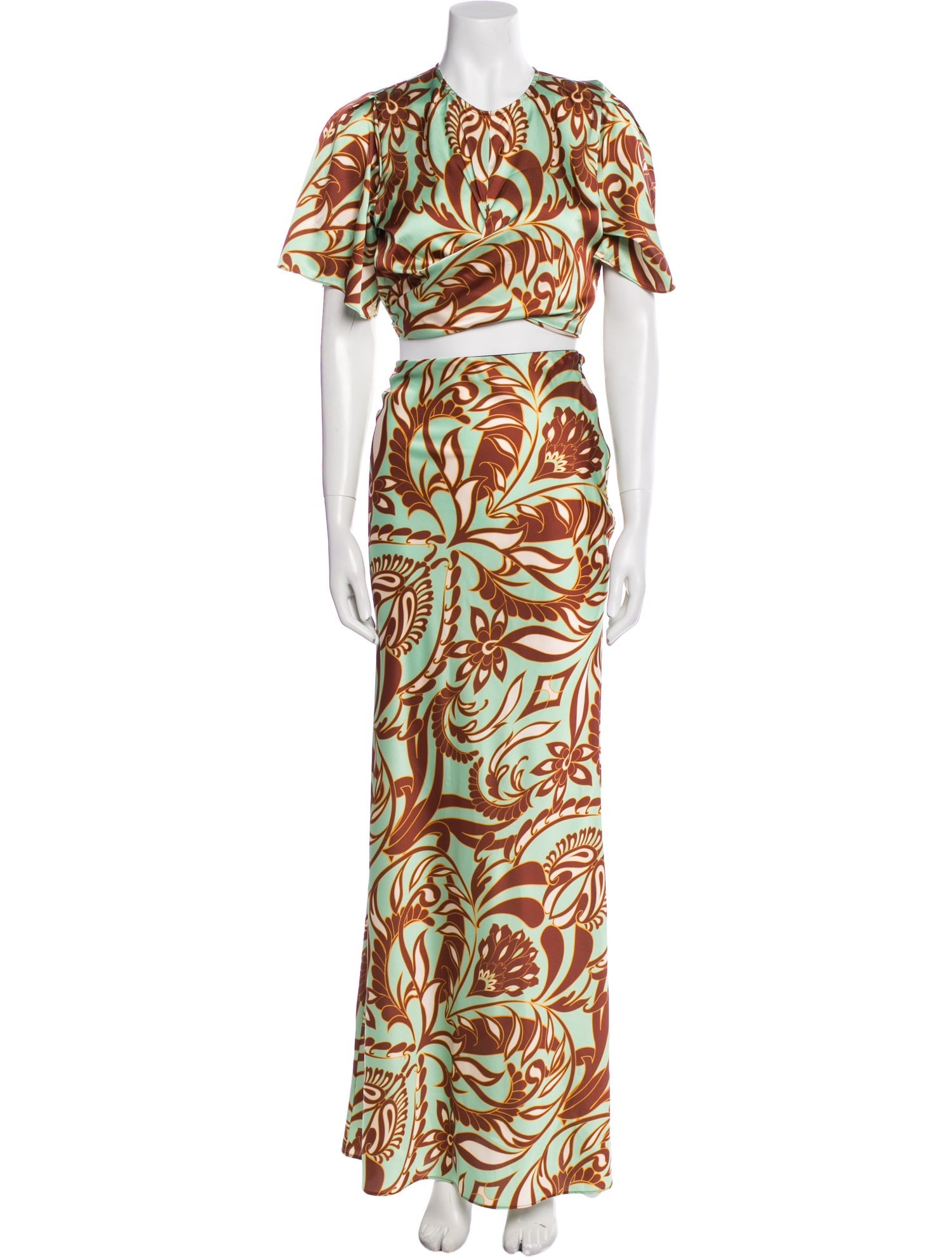 MISA Los Angeles Printed Keyhole Accent Skirt Suit