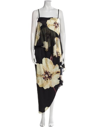 MISA Los Angeles Floral Print Mesh Accents Skirt Set