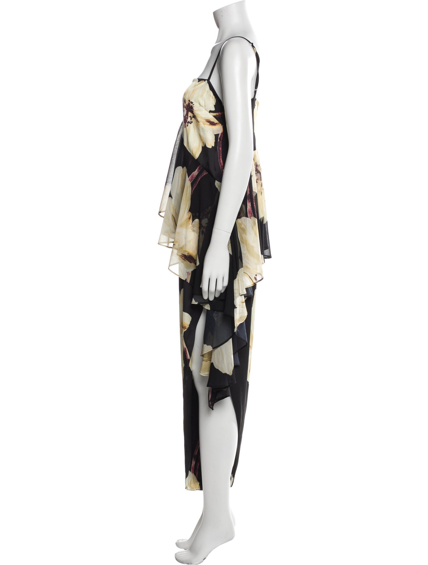 MISA Los Angeles Floral Print Mesh Accents Skirt Set