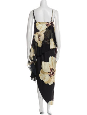 MISA Los Angeles Floral Print Mesh Accents Skirt Set