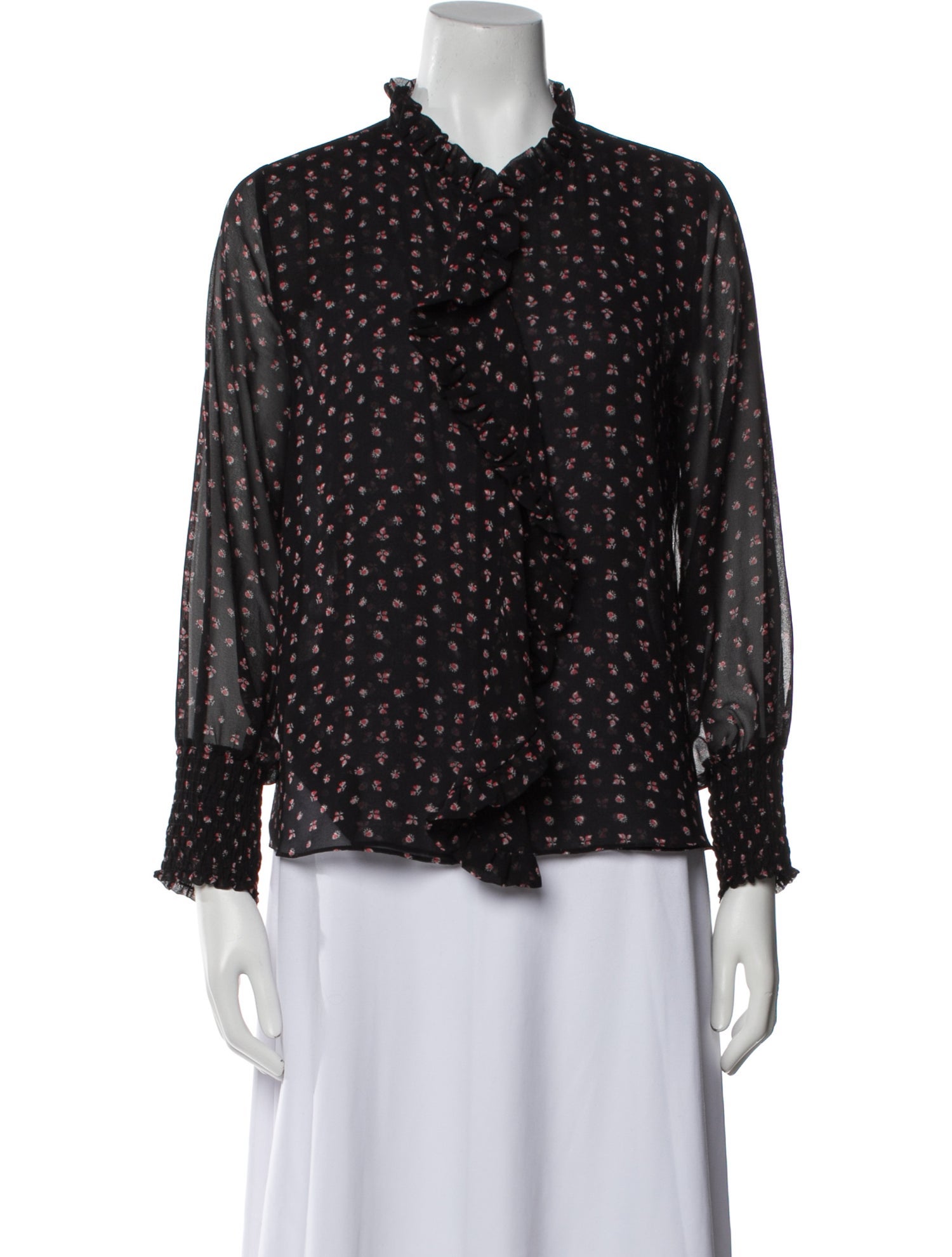 MISA Los Angeles Printed Mock Neck Blouse