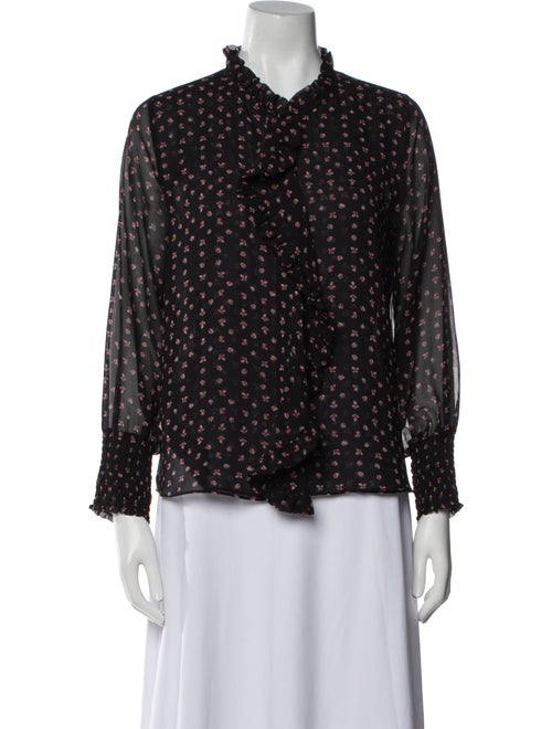 MISA Los Angeles Printed Mock Neck Blouse