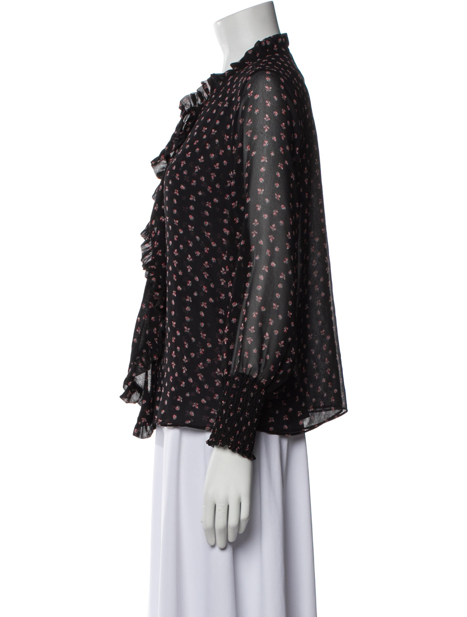 MISA Los Angeles Printed Mock Neck Blouse