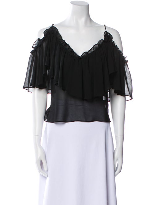 MISA Los Angeles V-Neck Short Sleeve Crop Top