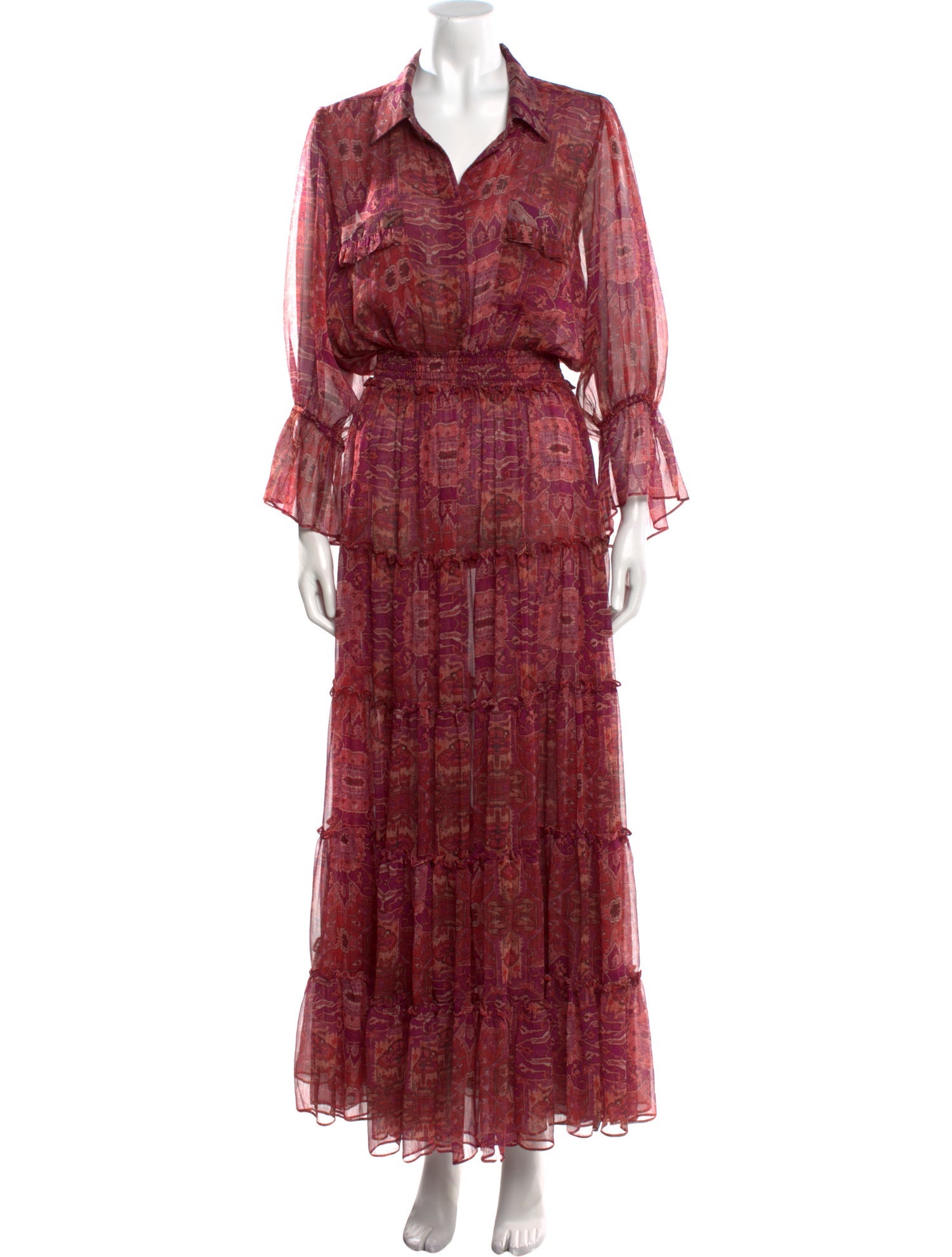 MISA Los Angeles Paisley Print Long Dress