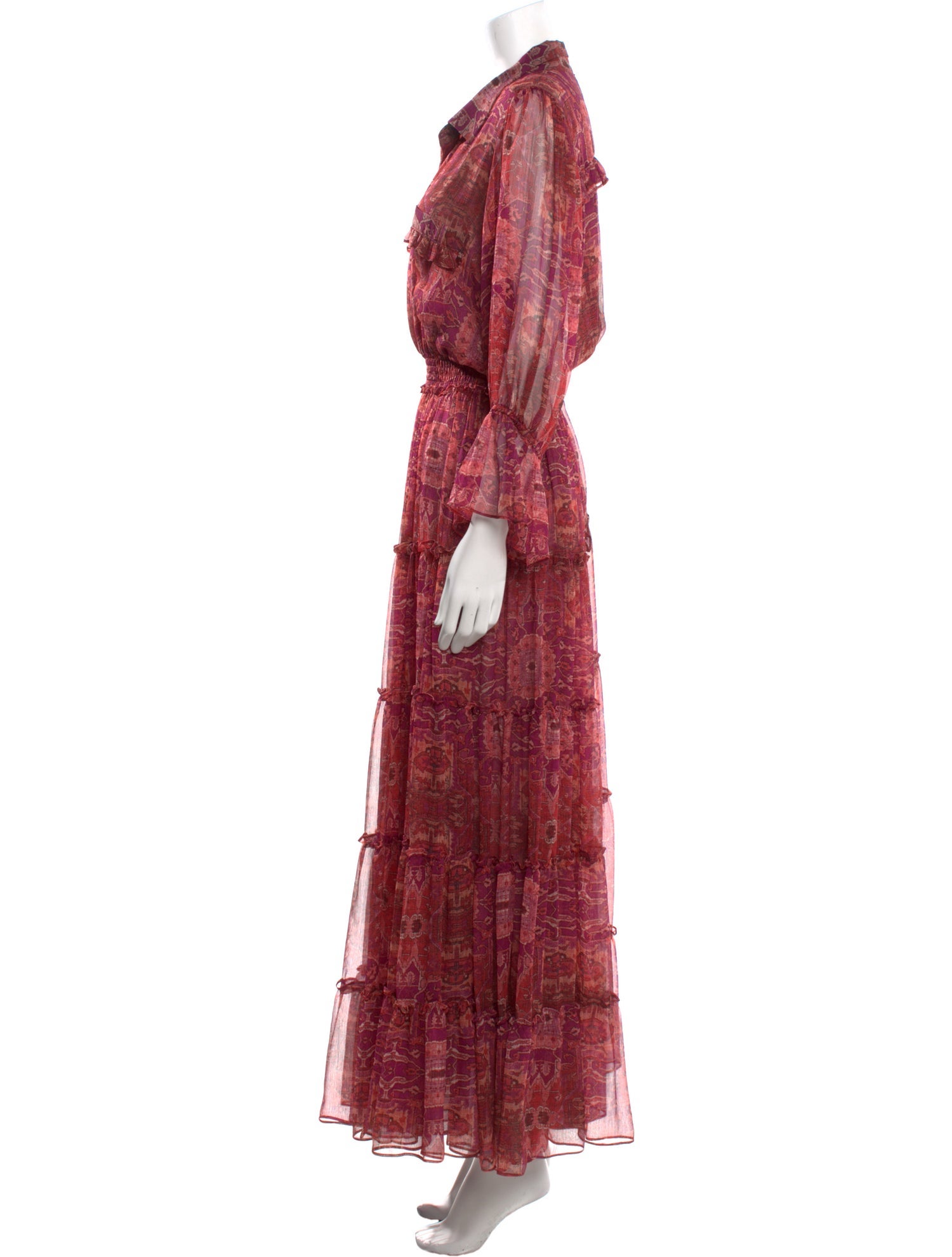 MISA Los Angeles Paisley Print Long Dress