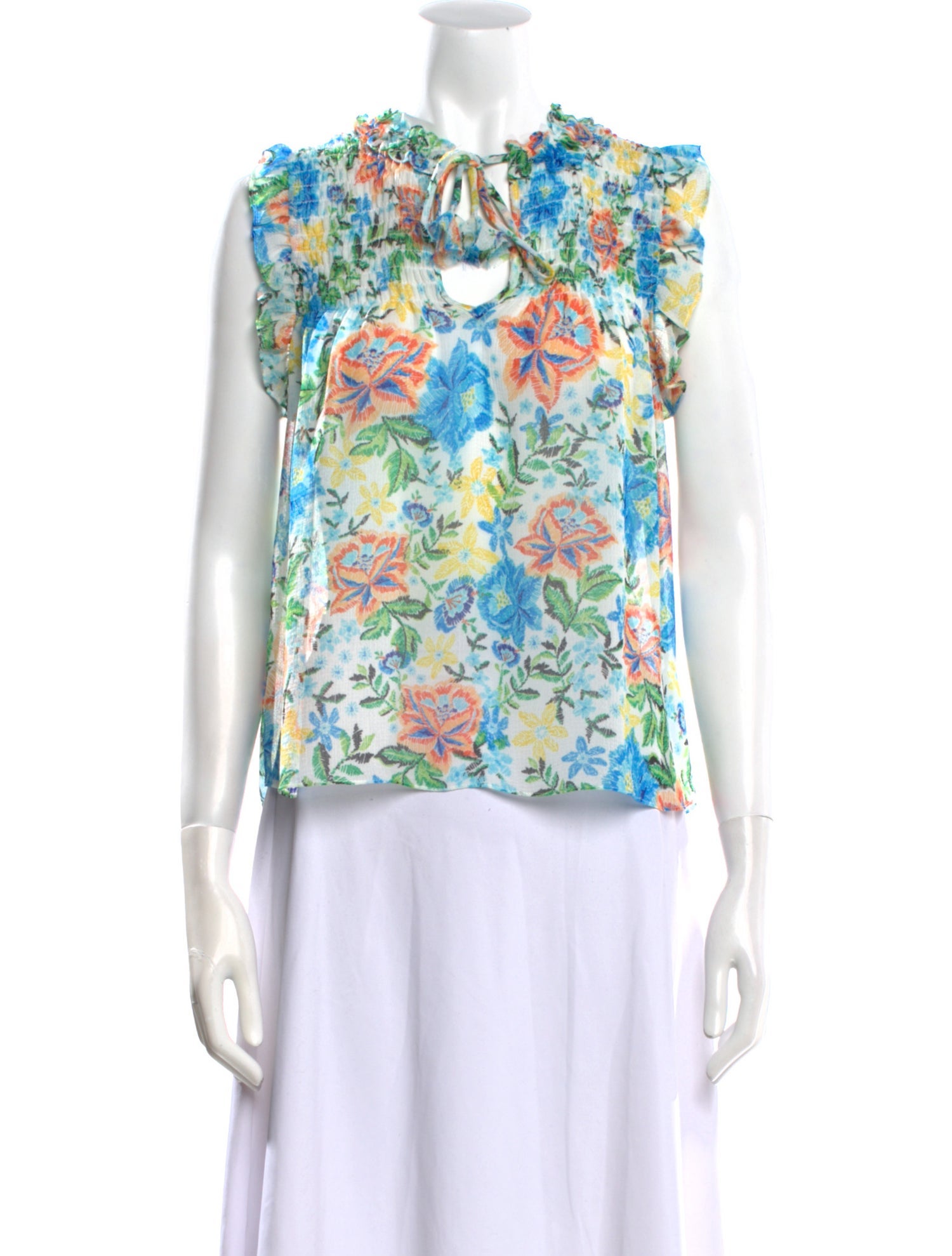 MISA Los Angeles Floral Print Crew Neck Blouse