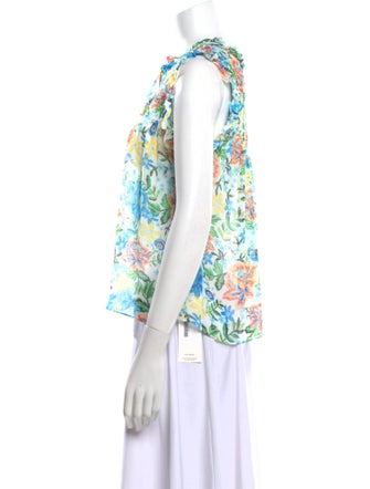 MISA Los Angeles Floral Print Crew Neck Blouse