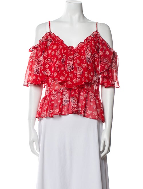 MISA Los Angeles Floral Print V-Neck Crop Top