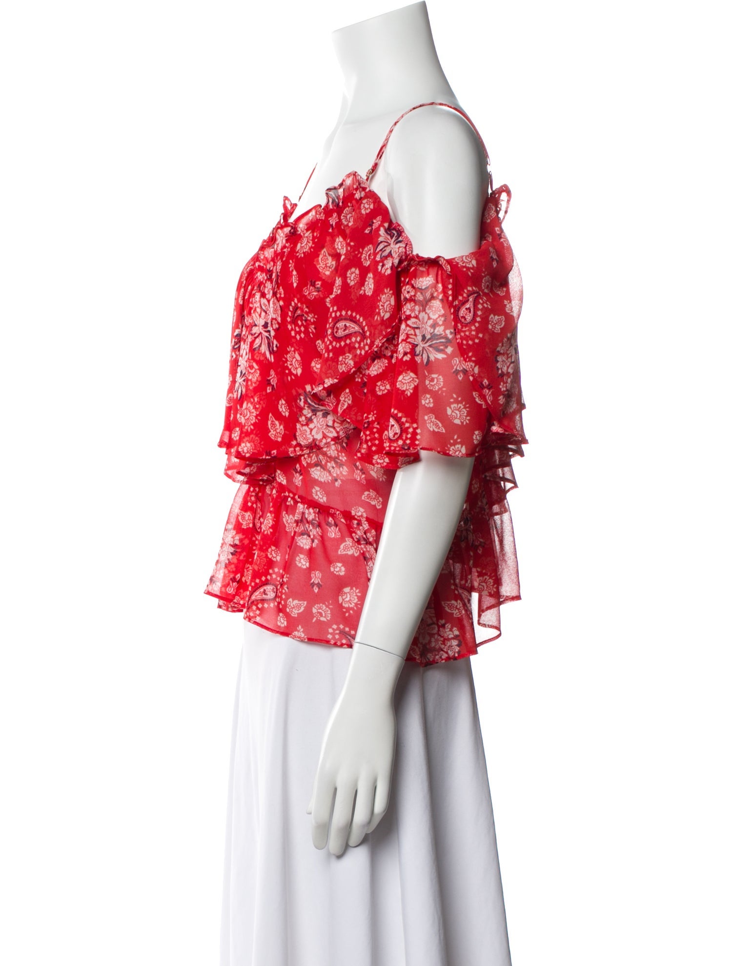 MISA Los Angeles Floral Print V-Neck Crop Top