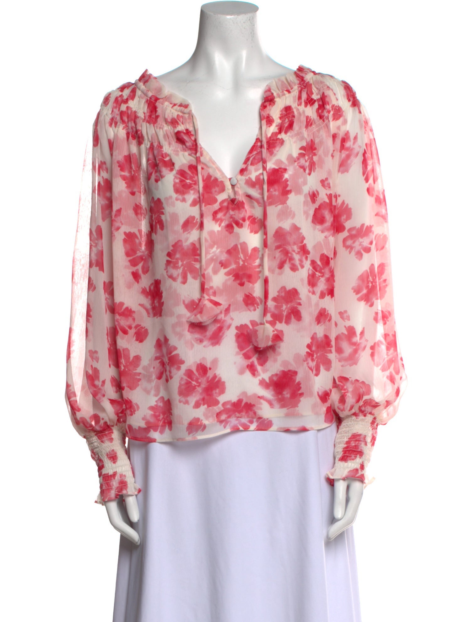 MISA Los Angeles Floral Print V-Neck Blouse