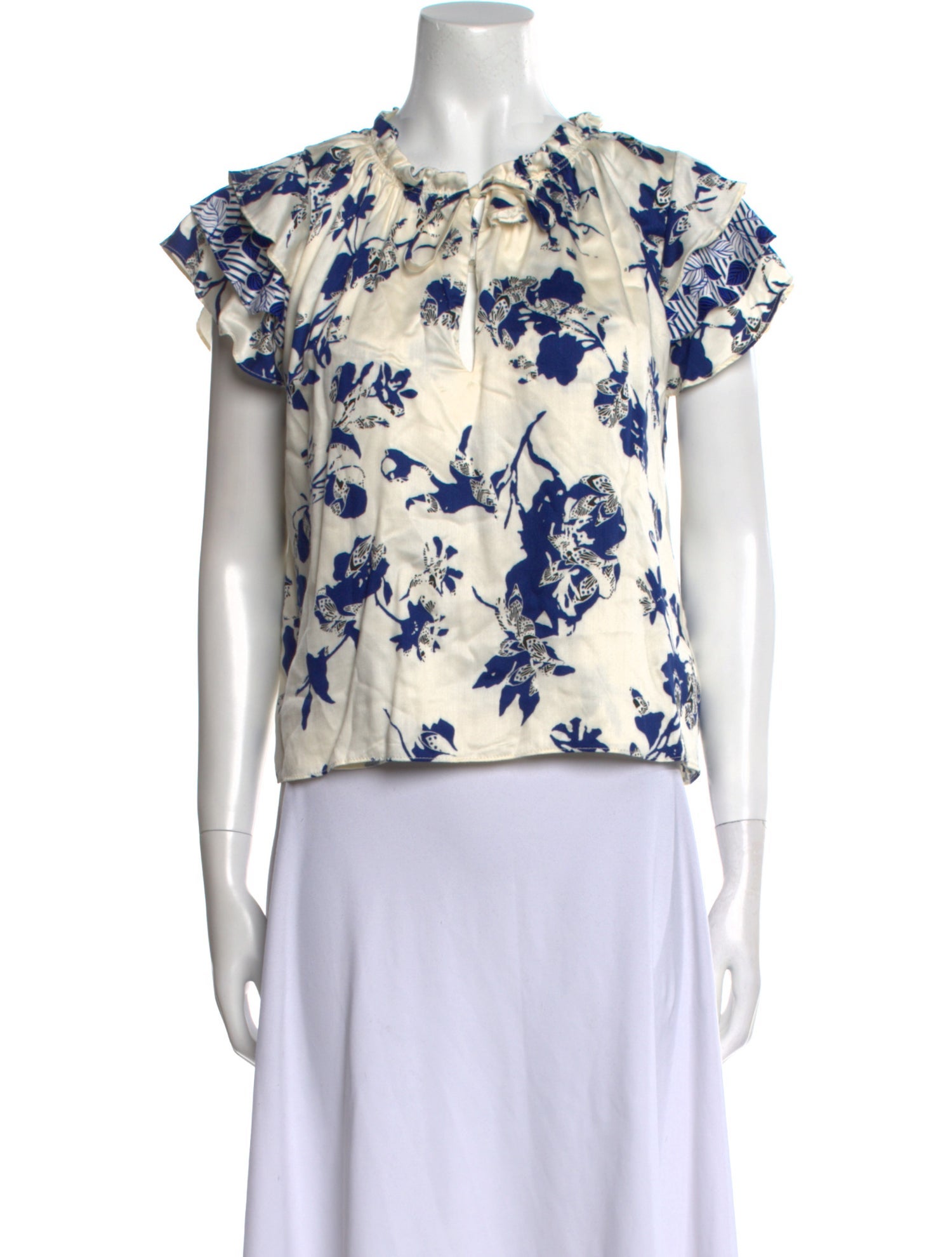 MISA Los Angeles Floral Print Crew Neck Blouse w/ Tags