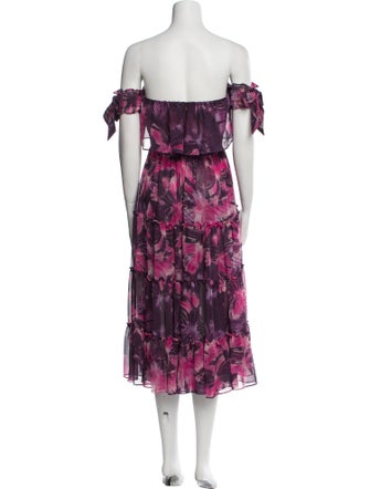 MISA Los Angeles Floral Print Midi Length Dress