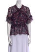 MISA Los Angeles Floral Print Mock Neck Blouse