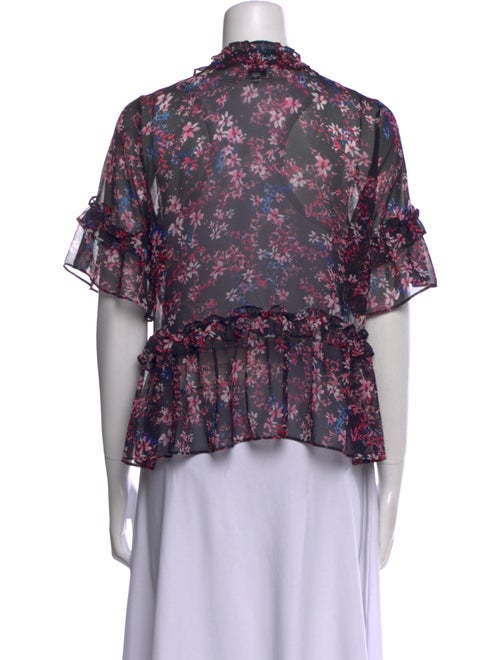 MISA Los Angeles Floral Print Mock Neck Blouse