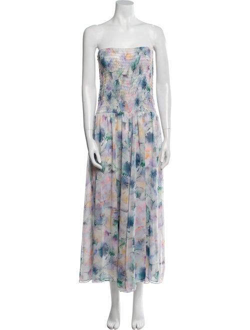 MISA Los Angeles Floral Print Strapless Jumpsuit