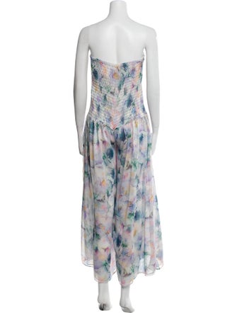 MISA Los Angeles Floral Print Strapless Jumpsuit