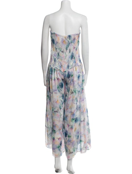 MISA Los Angeles Floral Print Strapless Jumpsuit