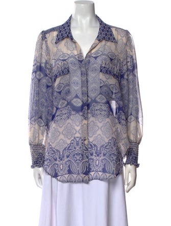 MISA Los Angeles Printed Long Sleeve Button-Up Top