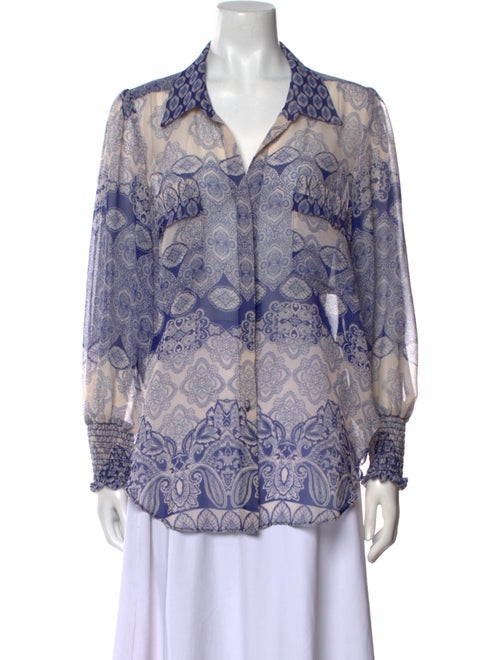 MISA Los Angeles Printed Long Sleeve Button-Up Top