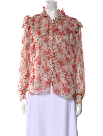 MISA Los Angeles Floral Print Mock Neck Blouse