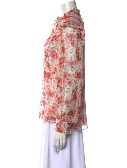 MISA Los Angeles Floral Print Mock Neck Blouse