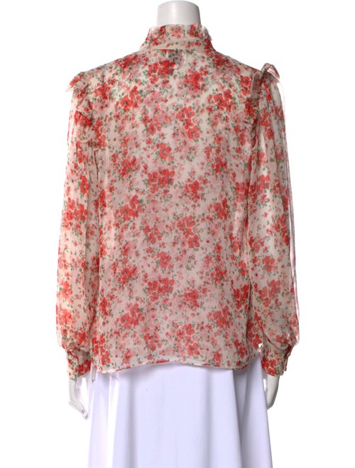 MISA Los Angeles Floral Print Mock Neck Blouse