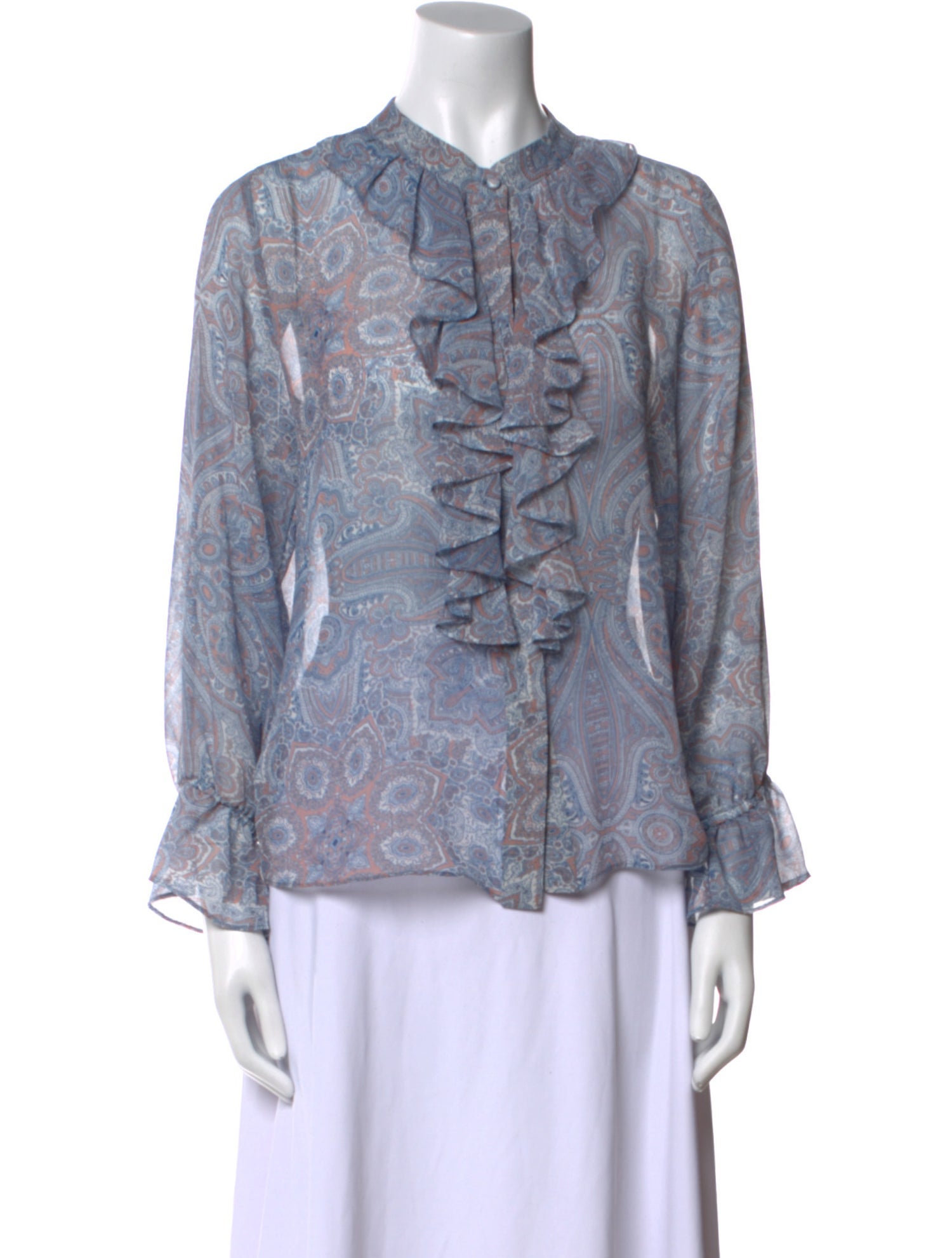 MISA Los Angeles Paisley Print Mock Neck Blouse