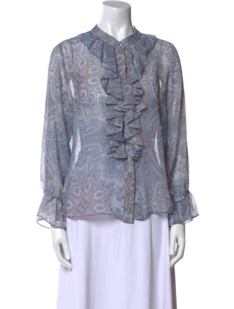 MISA Los Angeles Paisley Print Mock Neck Blouse